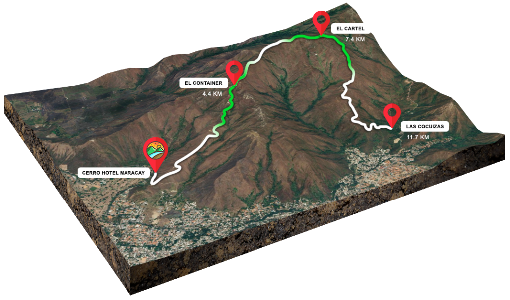 cerro hotel maracay ruta senderismo mapa 3D